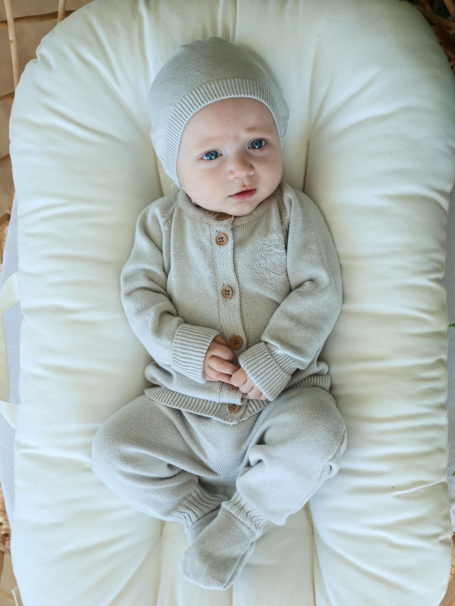 Комплект 3 пр. Little Star кофточка ползунки чепчик 80034 вышивка, жемчужный 56