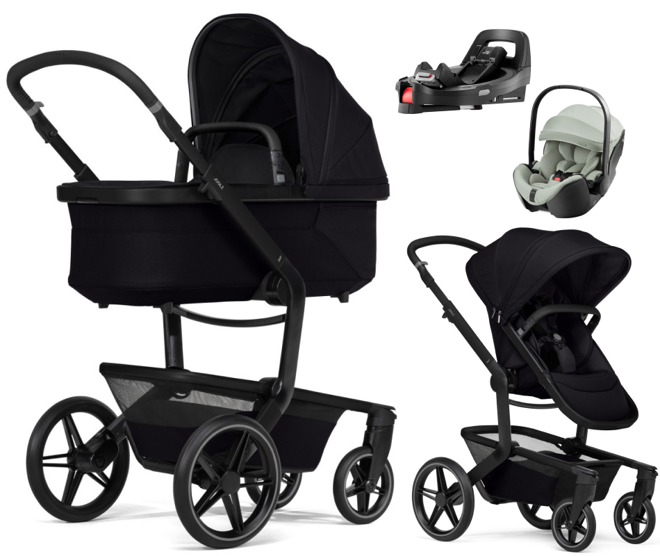 Детская коляска 4 в 1 Joolz Day 5 и автокресло Britax Roemer Baby-Safe Pro Style Sage green без адаптеров и база Vario Base 5Z Space Black