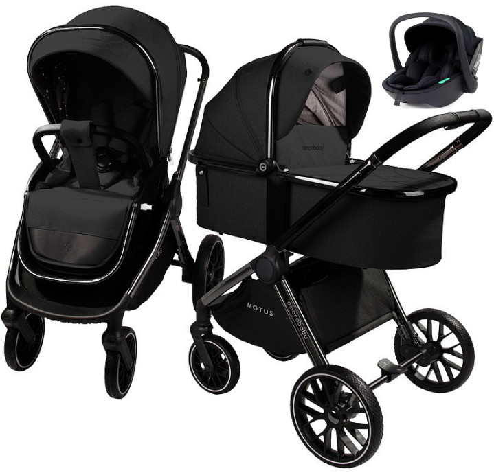 Детская коляска AmaroBaby Motus V2 3 в 1 с автокреслом Rant Miro Black черный