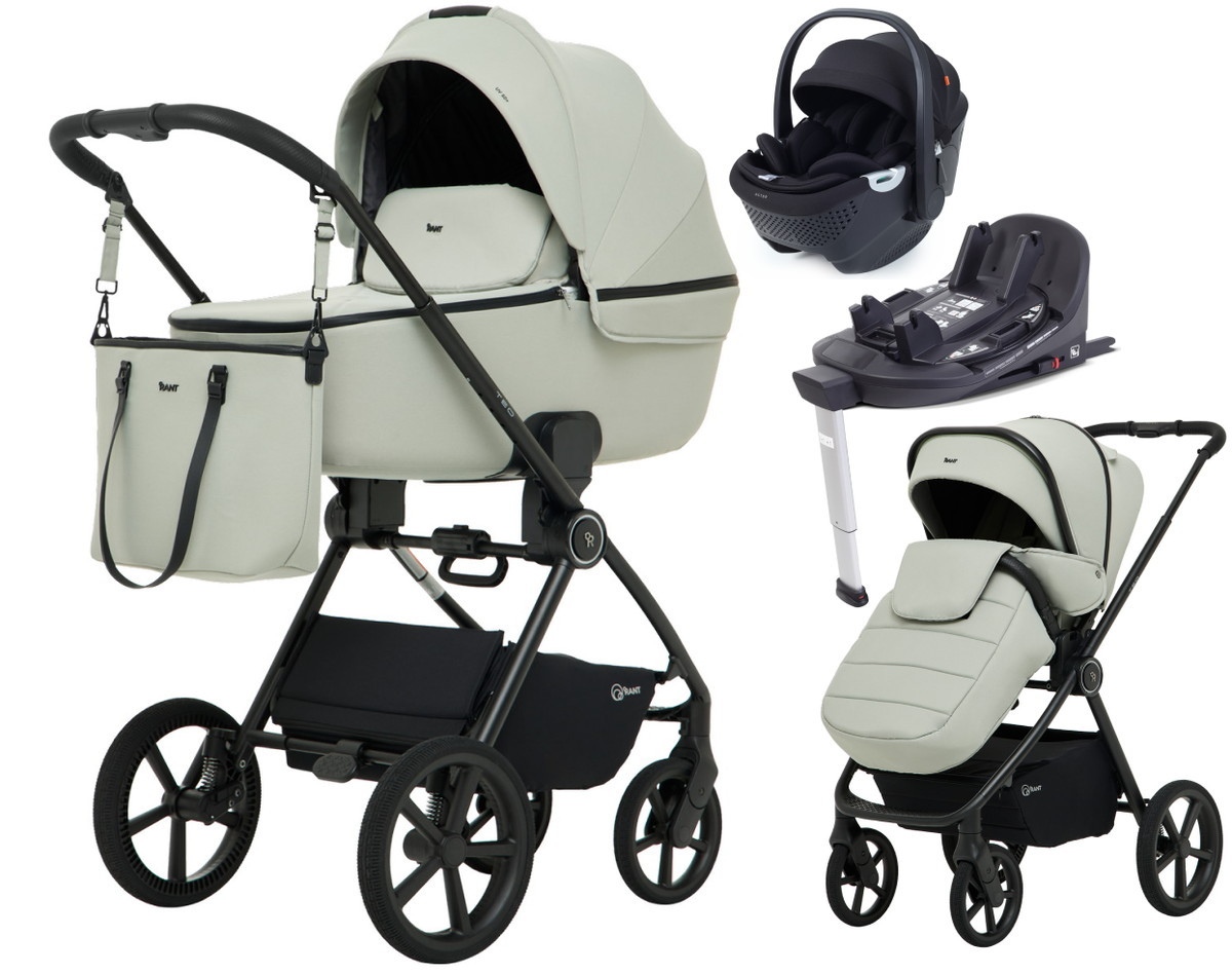 Детская коляска Rant Teo Soft 4 в 1 с автокреслом Aster Zero Black и базой Sage