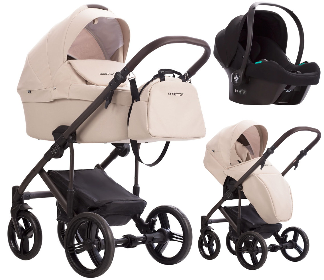 Детская коляска Bebetto Magnum Light 3 в 1 с автокреслом Avionaut Cosmo 21 св.бежевый. коричневая рама