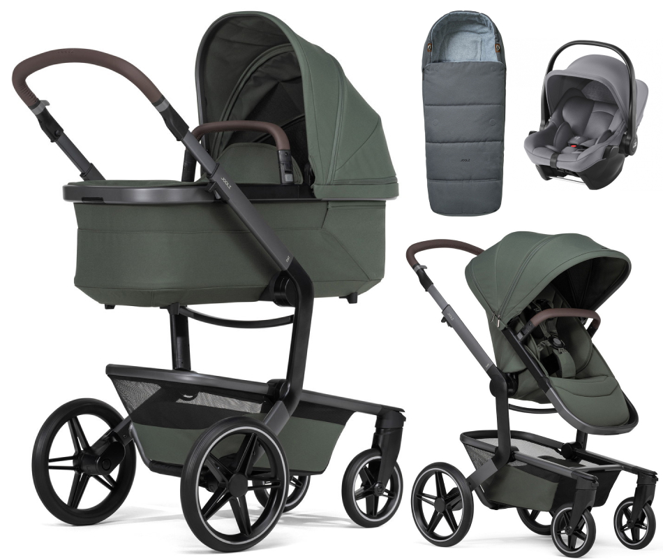 Детская коляска 3 в 1 Joolz Day 5 и автокресло Baby-Safe Core Frost Grey + конверт в подарок Forest green