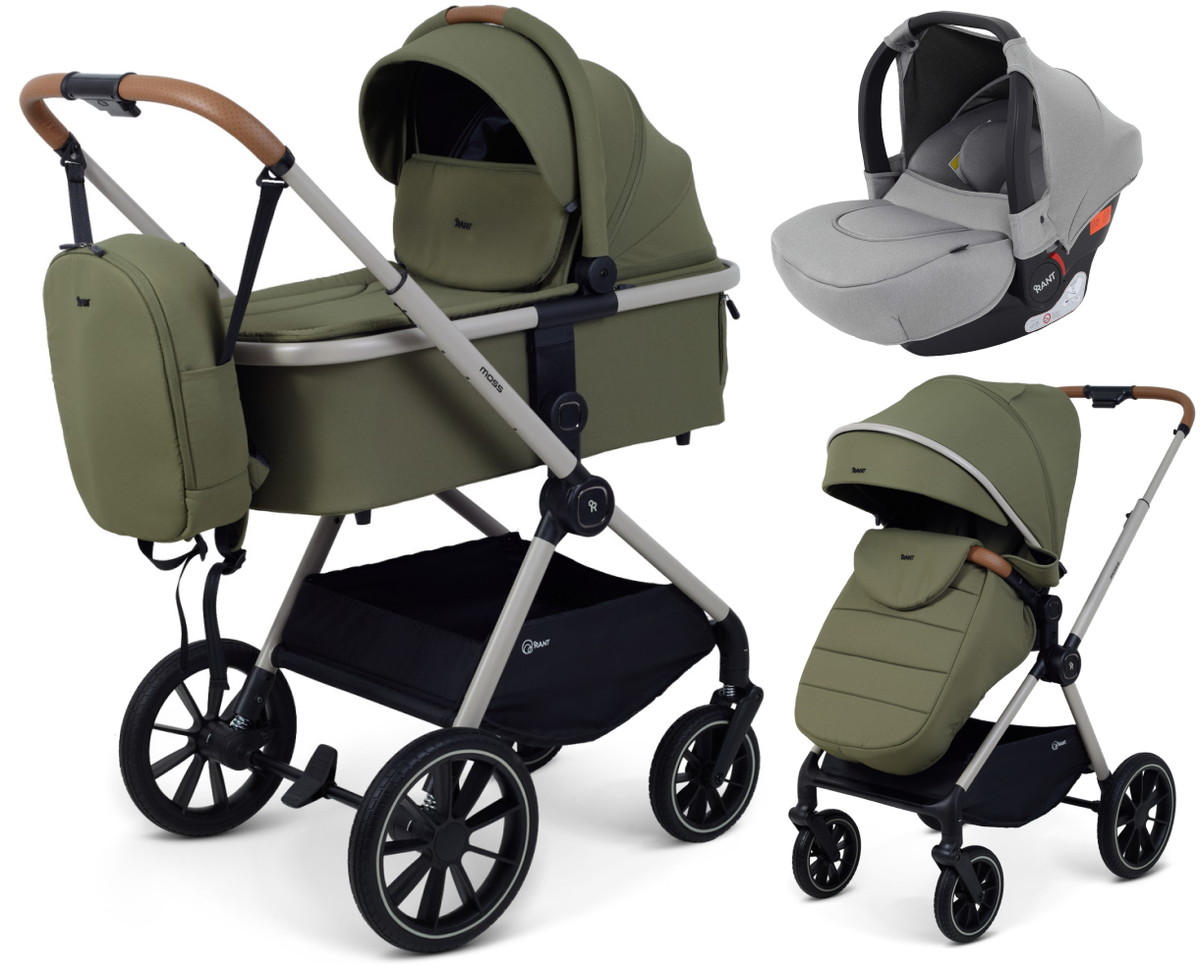Детская коляска Rant Moss Prime 3 в 1 с автокреслом Cruise Grey Green