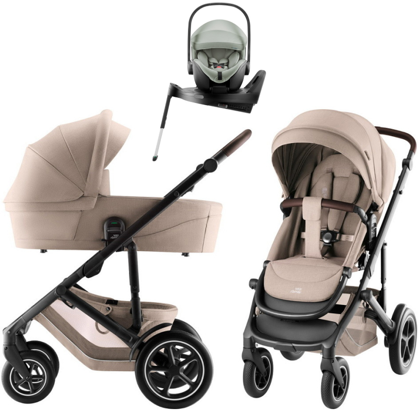 Коляска 4 в 1 Britax Roemer Smile 5Z Style и автокресло Baby-Safe Pro Style Sage green + Vario Base 5Z Teak