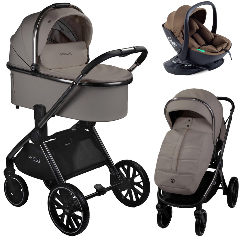 Детская коляска AmaroBaby Motus Premium Ecco 4 в 1 с автокреслом Rant Miro Moca и базой мокко