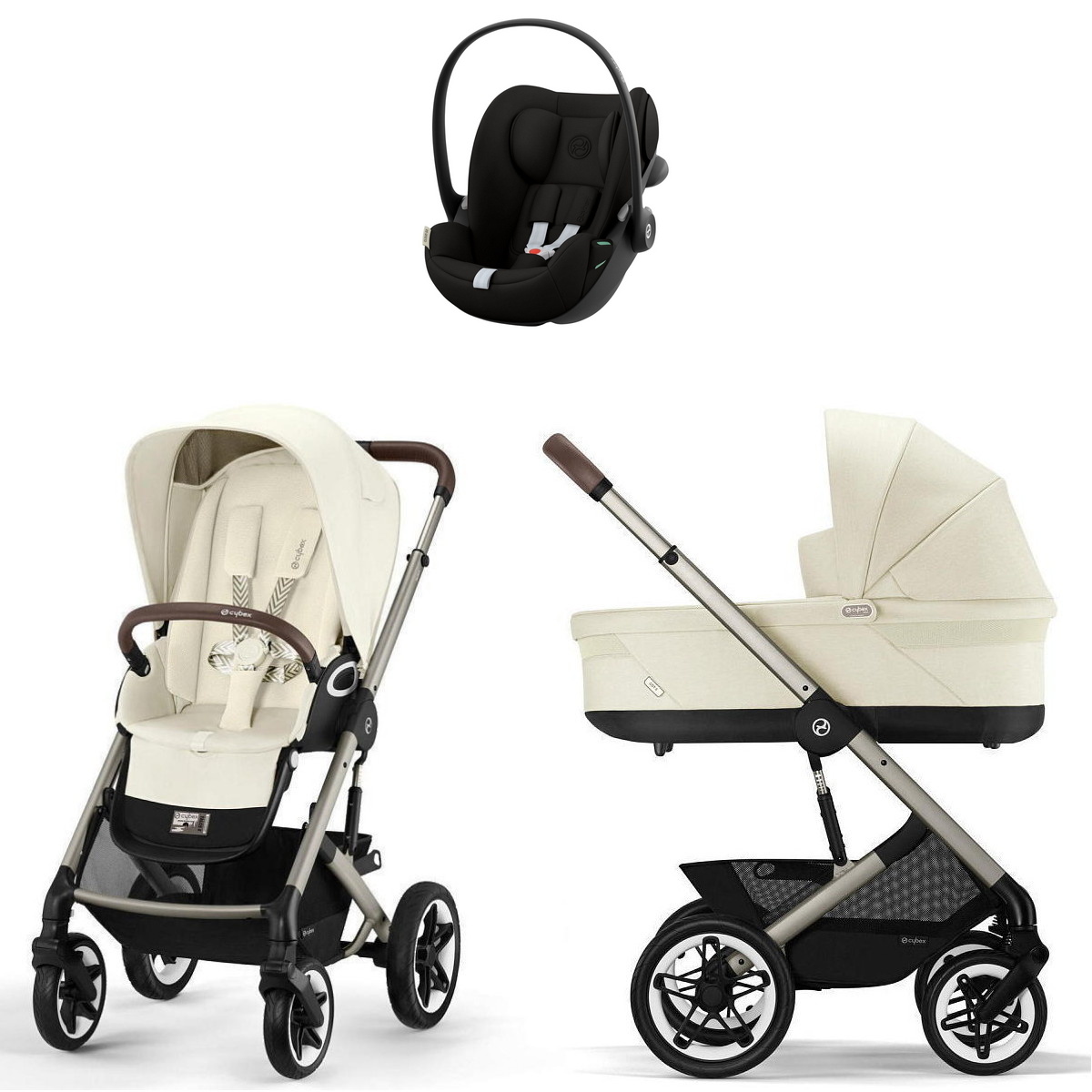 Коляска Cybex Talos S Lux TPE Cloud G3 Magic Black 3 в 1 Seashell Beige с дождевиками