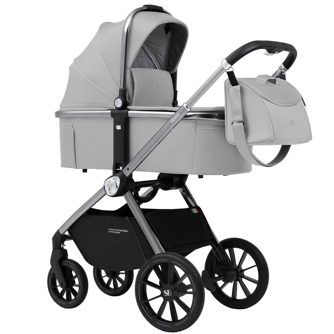 Детская коляска Sweet Baby Verde Silver 3 в 1 Grey