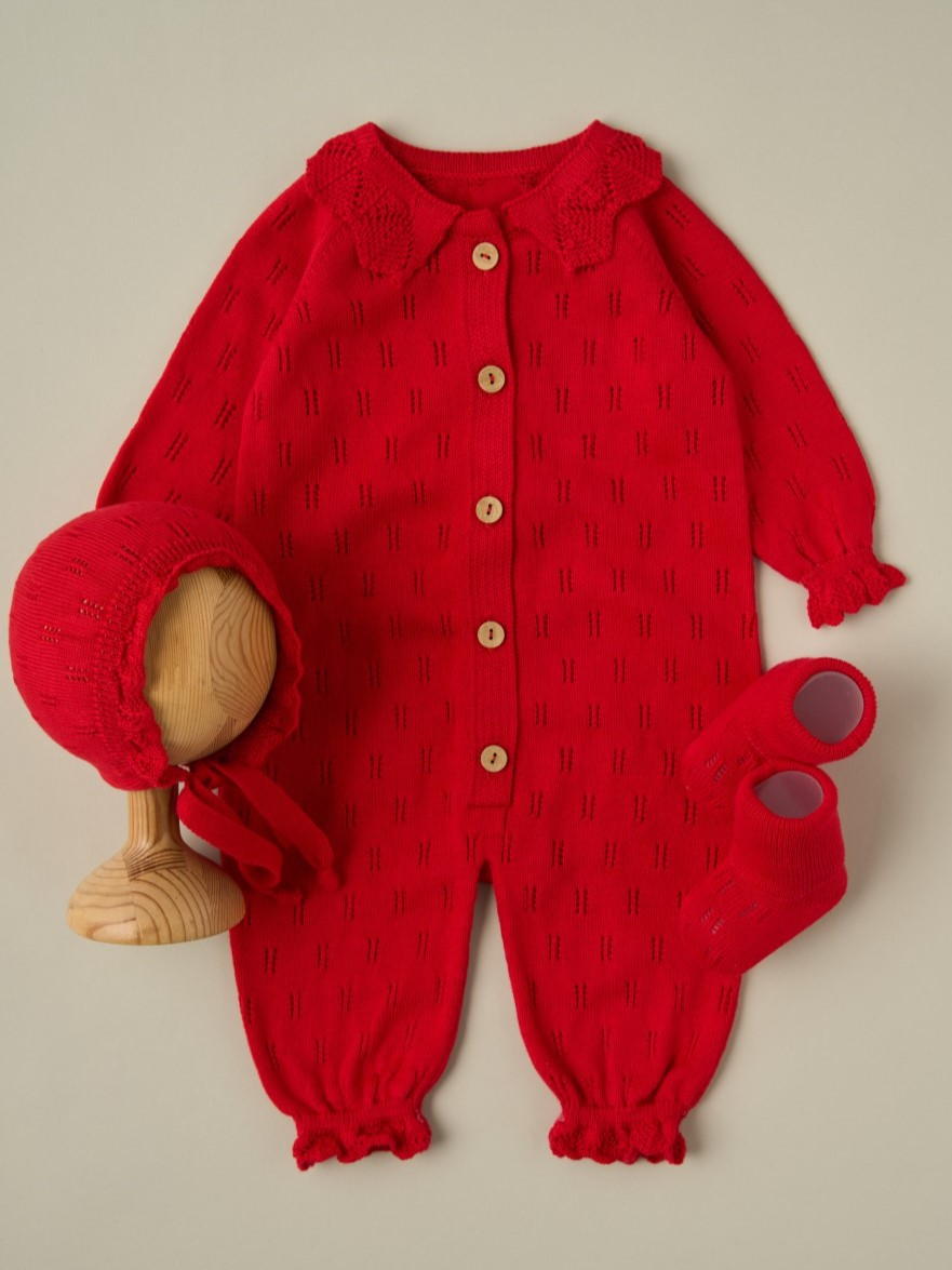 Комбинезон, чепчик, носочки Little Star для девочки 80377-3 (ЧЗ-мз) красный 62