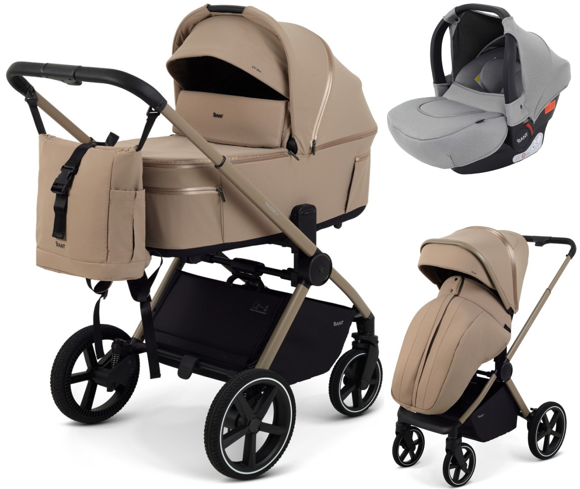 Детская коляска Rant Falcon X 3 в 1 RA126 с автокреслом Cruise Grey Beige