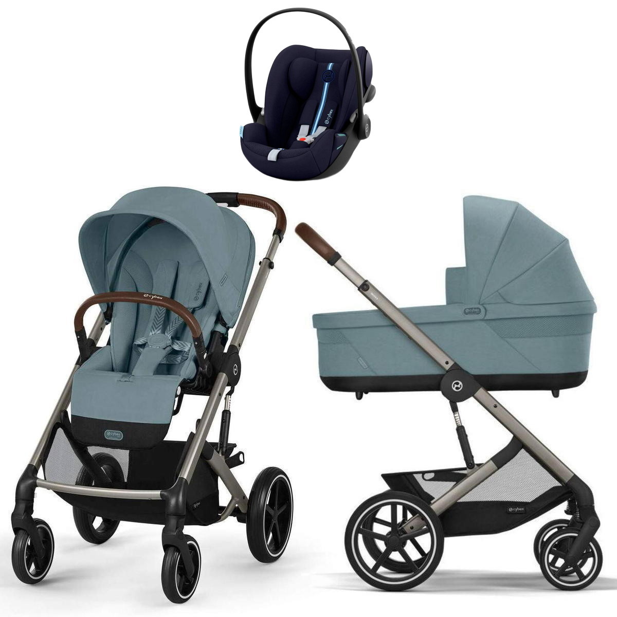 Коляска Cybex Balios S Lux TPE complete Cloud G Ocean Blue Plus 3 в 1 Stormy Blue с дождевиками