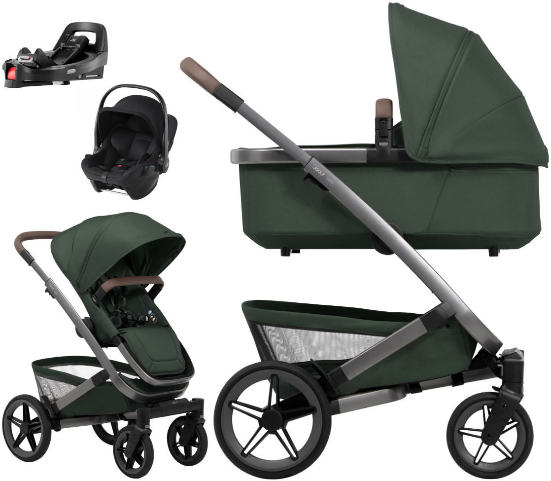 Детская коляска 4 в 1 Joolz Geo5 и автокресло Baby-Safe Core Space Black и база Vario Base 5Z без адаптеров Dark Navy Blue