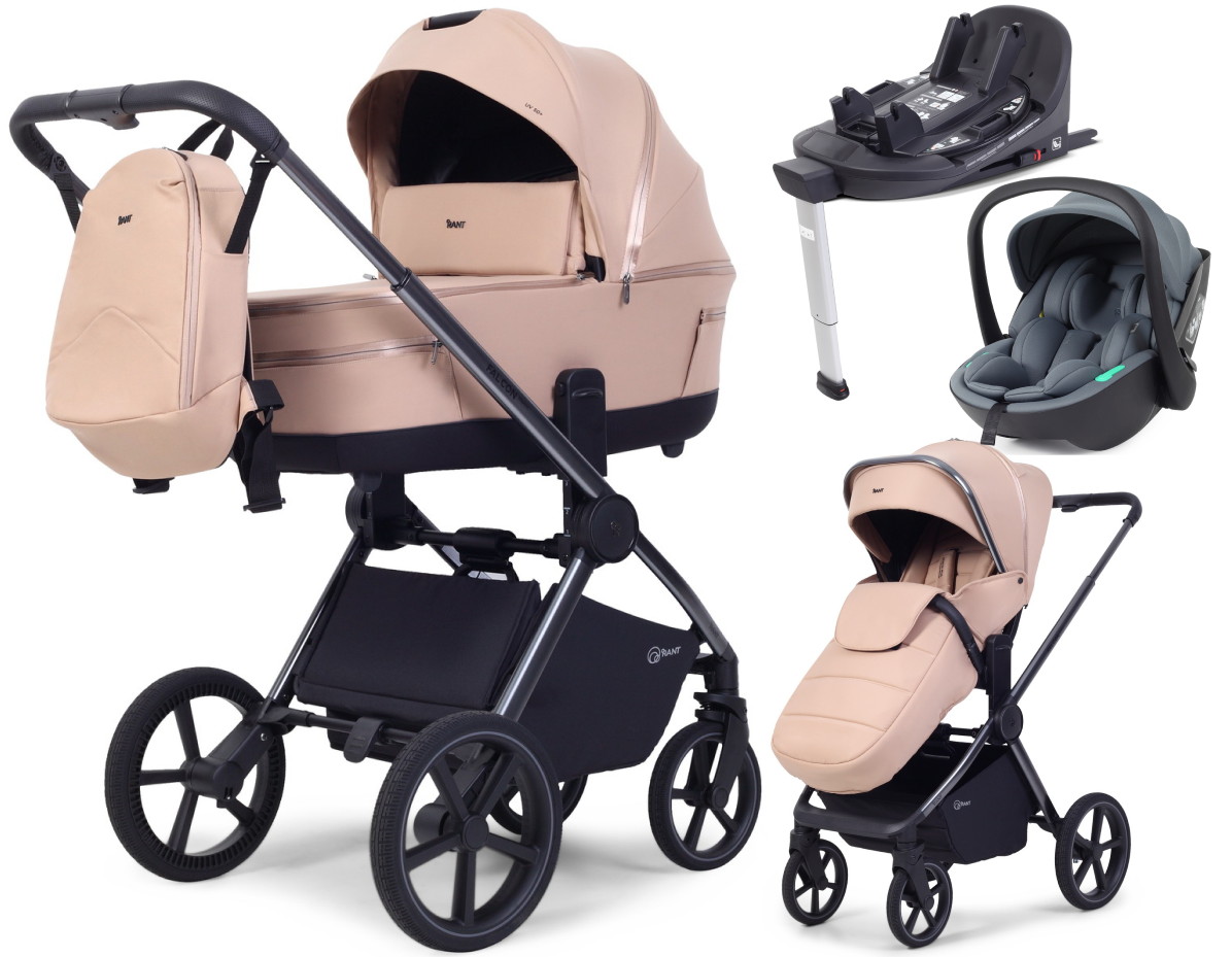 Детская коляска Rant Falcon Soft Therm 4 в 1 с автокреслом Miro Graphite и базой Beige