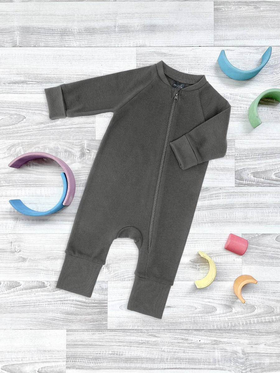 Комбинезон на манжетах Mjolk Sleep and Play Steel Grey с рукавом реглан 56