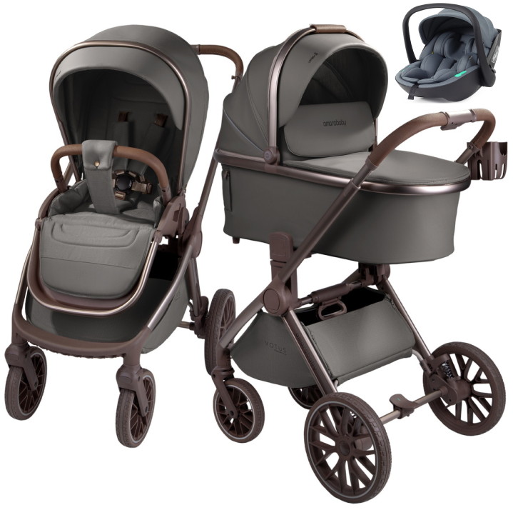 Детская коляска AmaroBaby Motus Premium Ecco Exclusive 3 в 1 с автокреслом Rant Miro Graphite серый