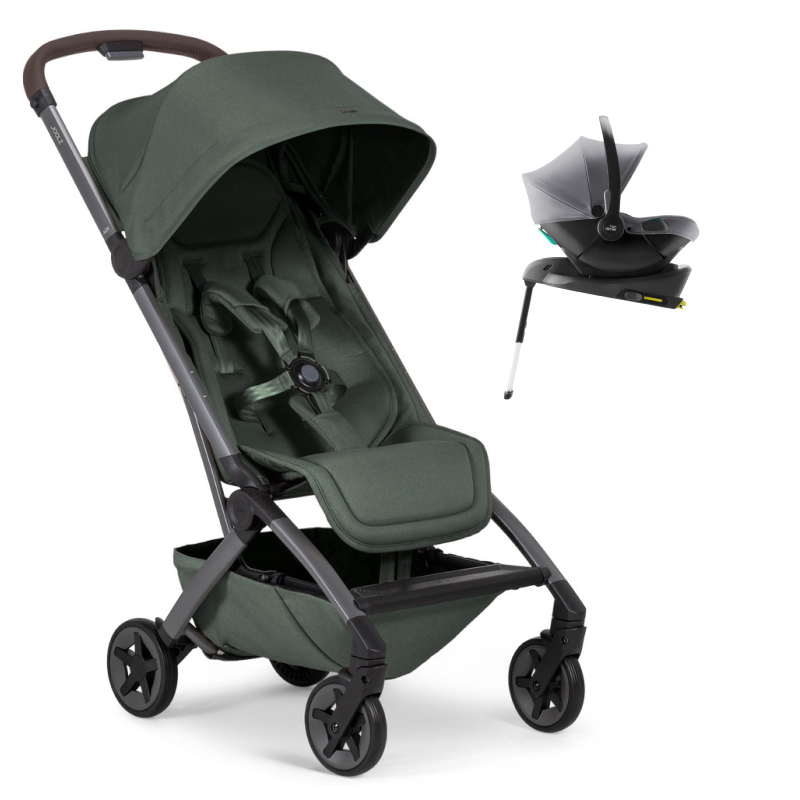 Прогулочная коляска Joolz Aer 2 и автокресло Baby-Safe Core Frost Grey и база Baby-Safe Core Forest green