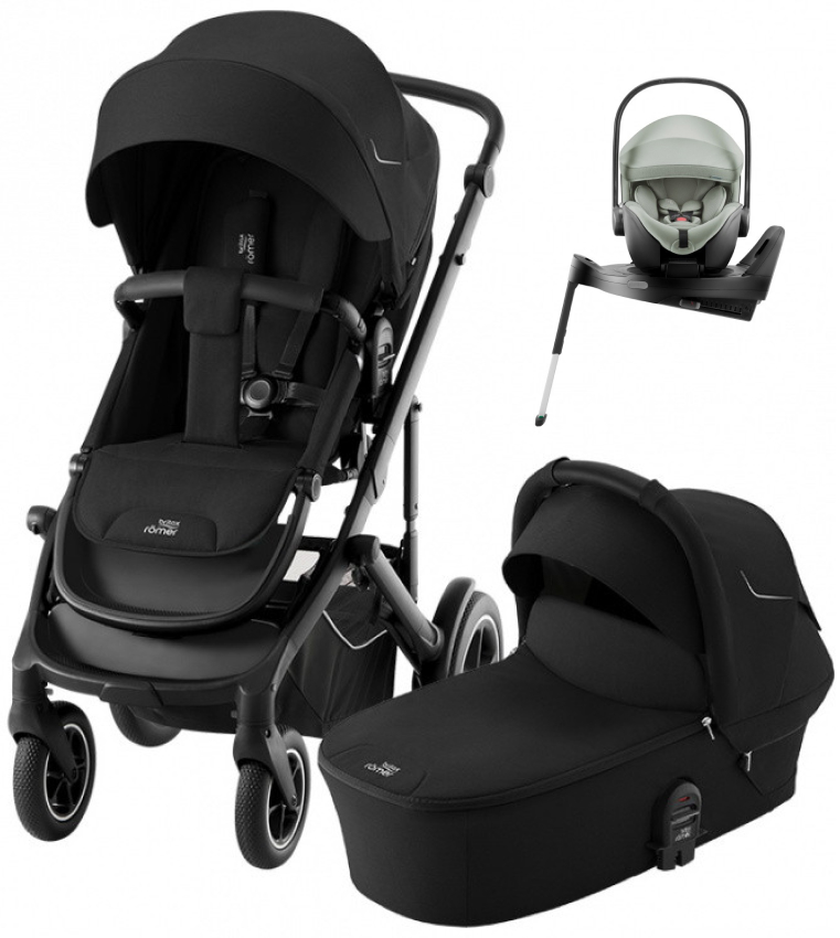 Коляска 4 в 1 Britax Roemer Smile 5Z и автокресло Baby-Safe Pro Style Sage green + Vario Base 5Z Space Black