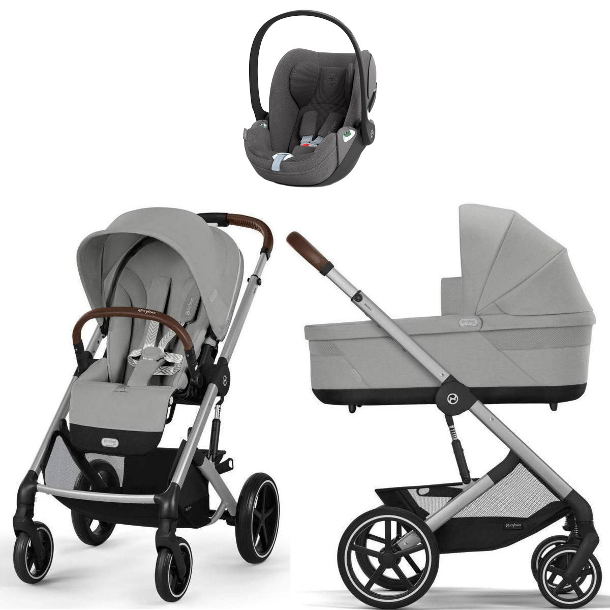 Коляска Cybex Balios S Lux SLV complete Cloud T Mirage Grey Plus 3 в 1 Stone Grey с дождевиками
