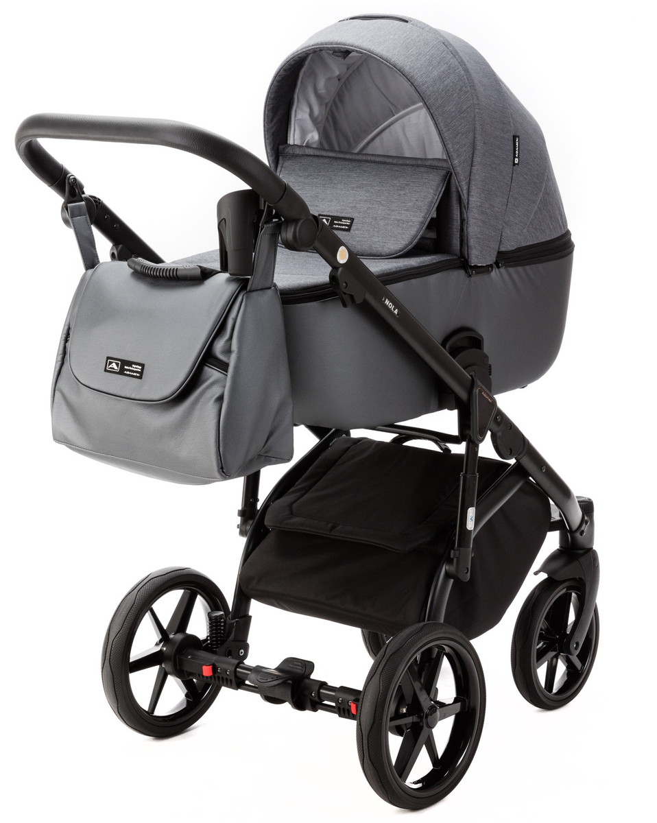 Детская коляска Adamex Nola 3 в 1 N-PS86 (Т.СЕР + Т.СЕР. ПЕРЛ. КОЖА)