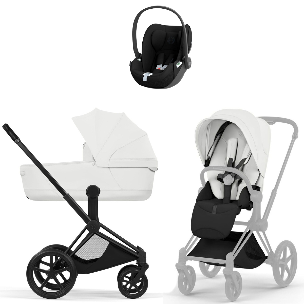Коляска Cybex Priam V Matt Black Style Cloud T Sepia Black 3 в 1 Off White