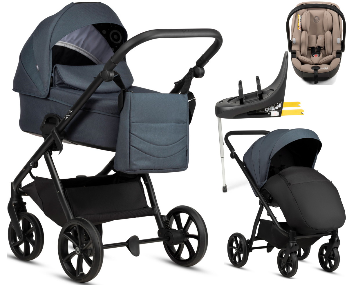 Детская коляска Tutis Leo 3 Plus 4 в 1 с автокреслом Beno Beige и базой 1582211 India Ink