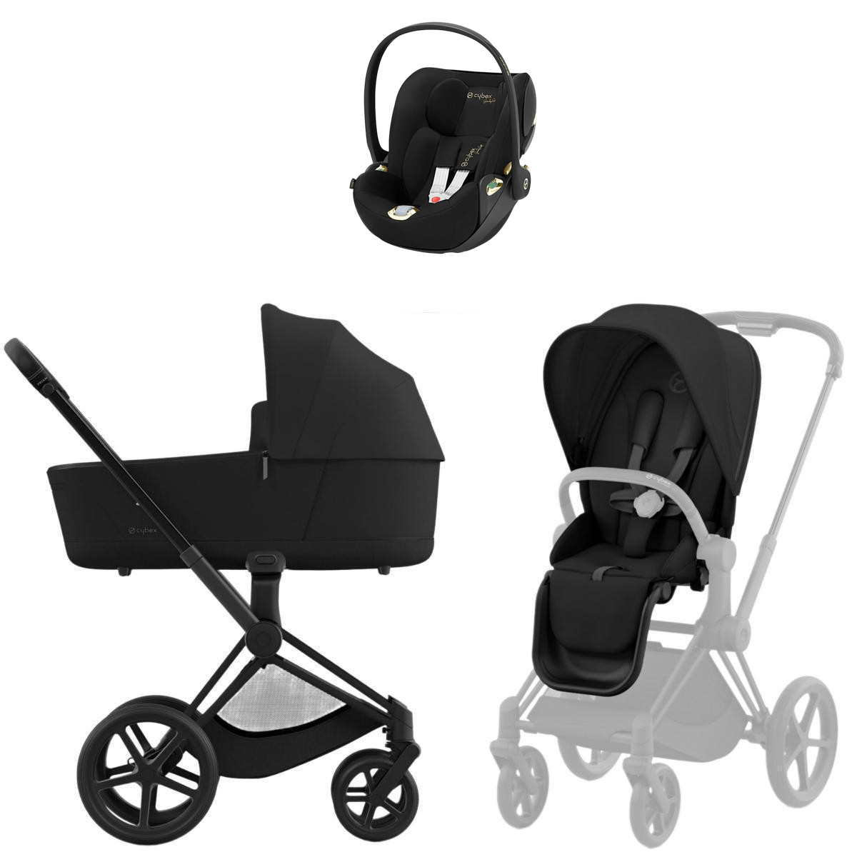 Коляска Cybex Priam IV Matt Black complete Cloud T Jeremy Scott Wings 3 в 1 Sepia Black