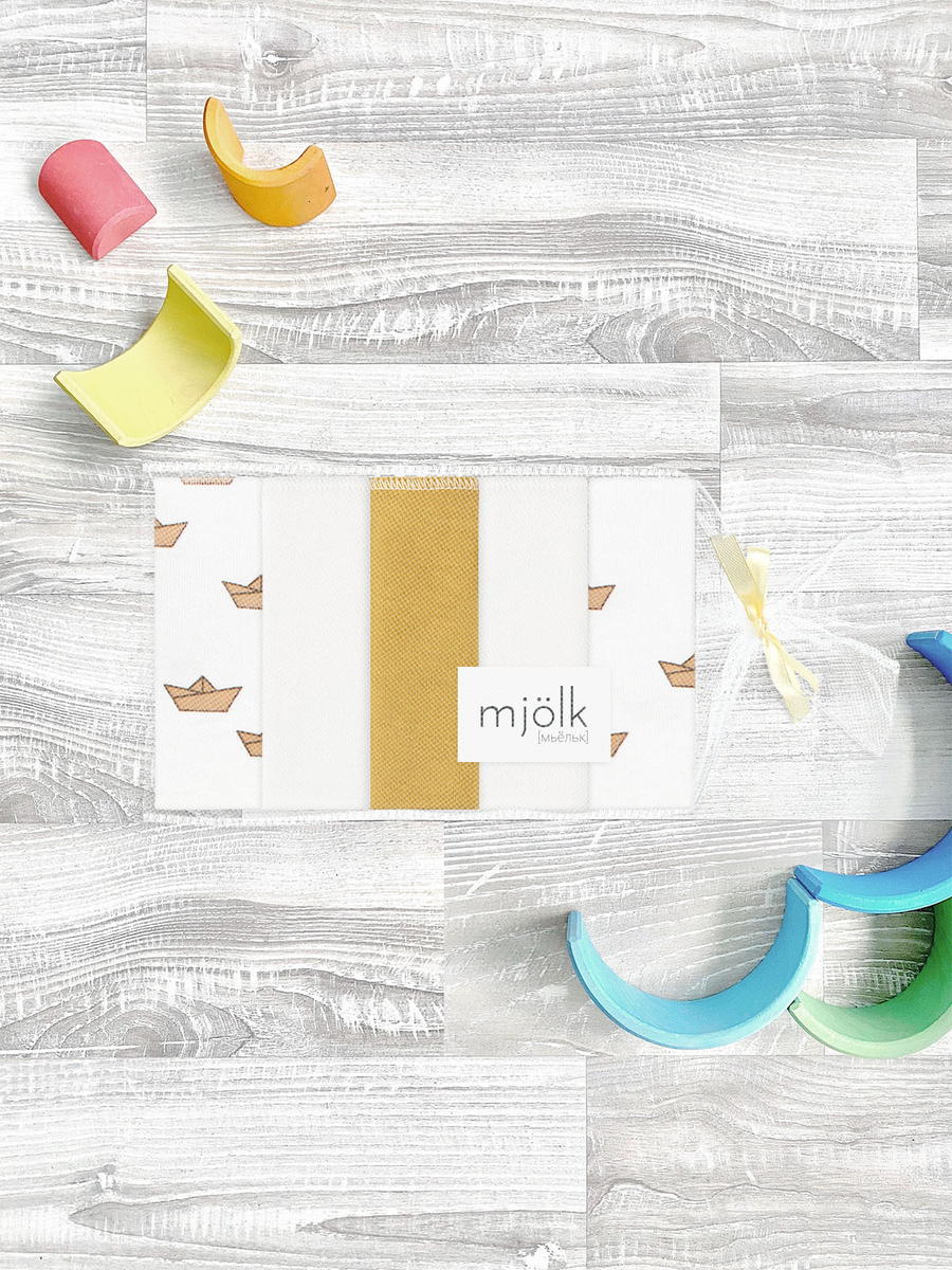 Набор платочков-слюнявчиков Mjolk Бумажные кораблики 20х20 см