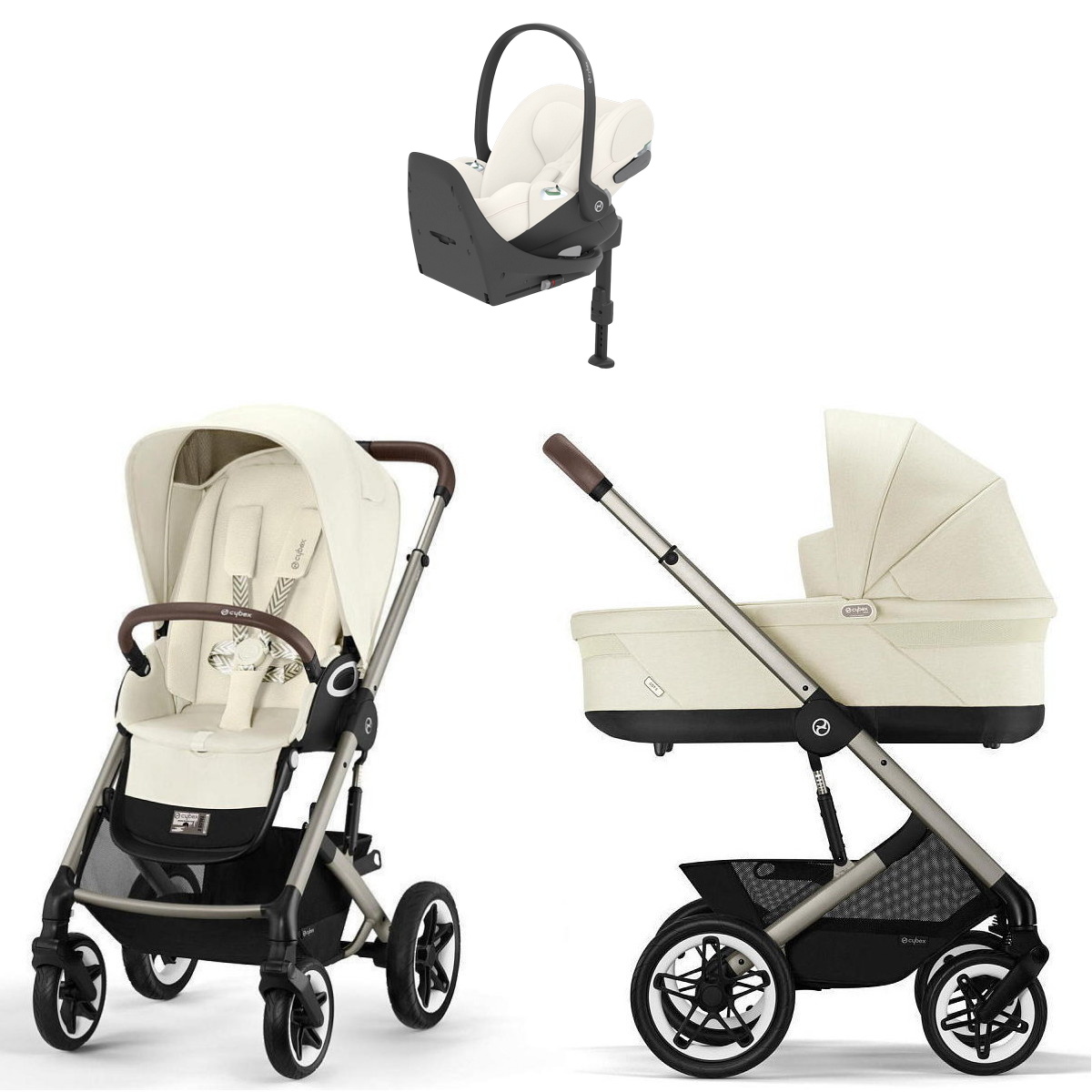 Коляска Cybex Talos S Lux TPE complete Cloud T Off White Plus Base T 4 в 1 Seashell Beige с дождевиками