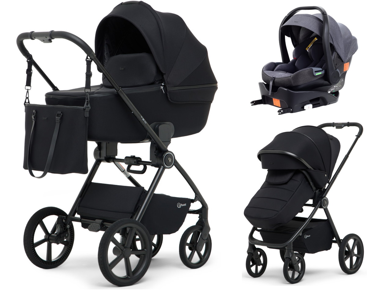 Детская коляска Rant Teo Soft 4 в 1 с автокреслом Carry Pro Graphite и базой Black