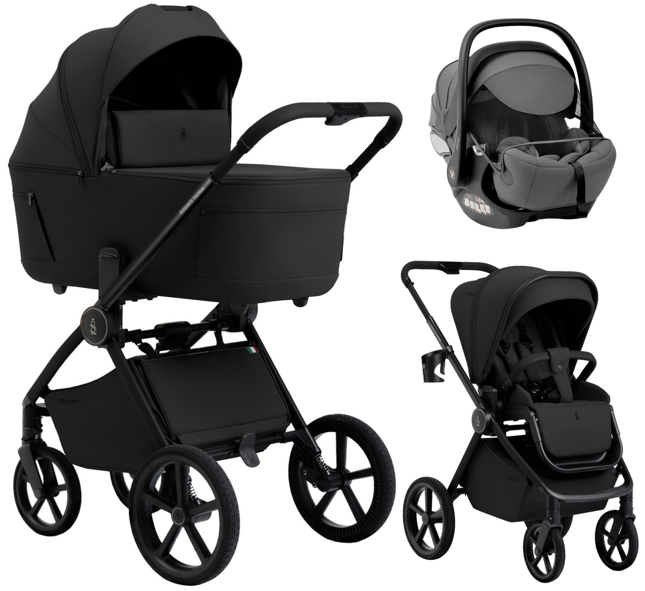 Коляска 3 в 1 Sweet Baby SBL Elegante Therma Colore + автокресло Premier Grey Black