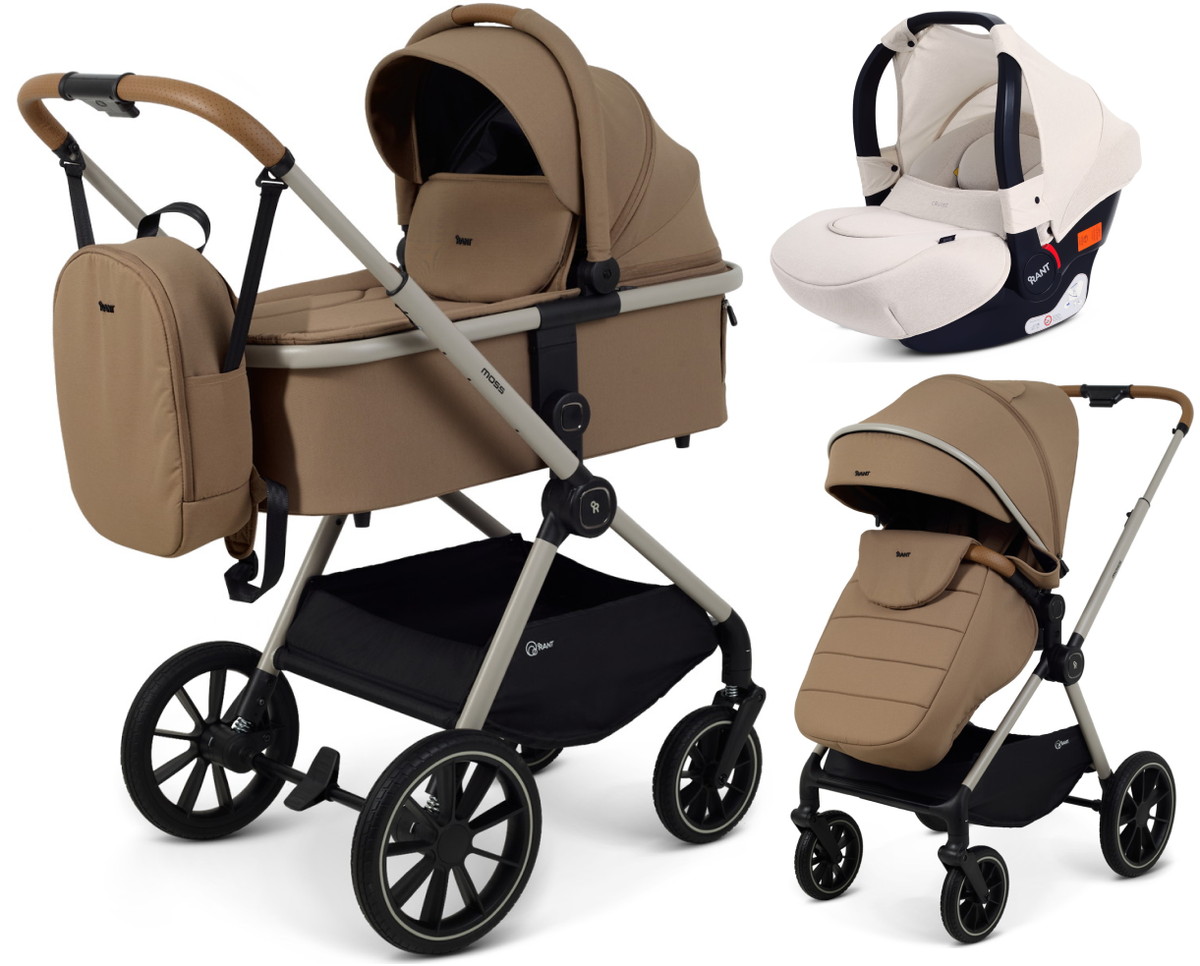 Детская коляска Rant Moss Prime 3 в 1 с автокреслом Cruise Beige Beige