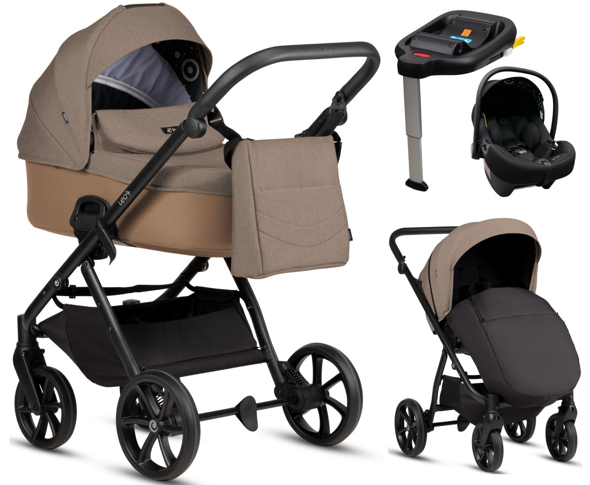 Детская коляска Tutis Leo 3 Plus 4 в 1 с автокреслом Elo Lux EduSky Black и базой 1582262 Towny