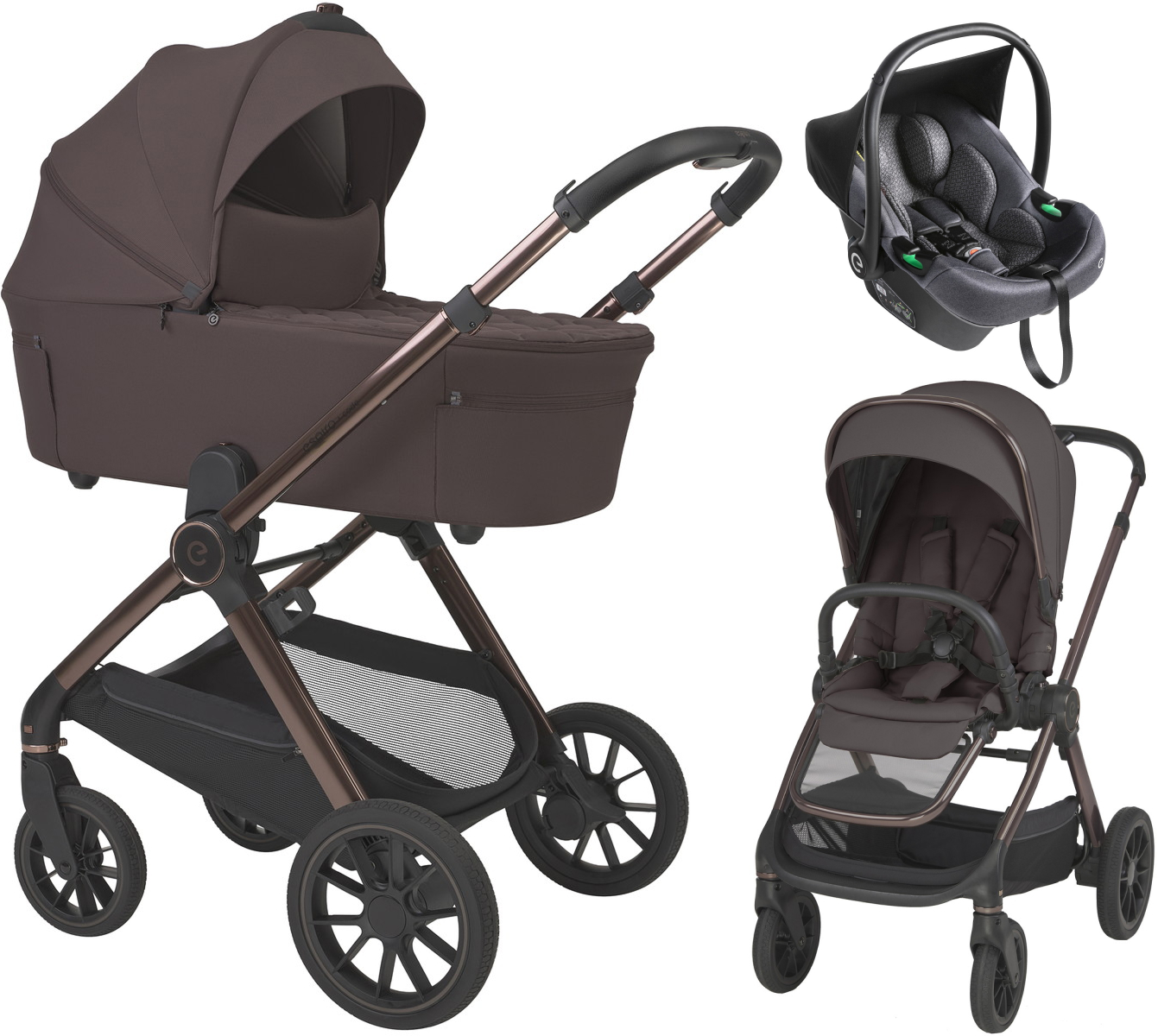 Детская коляска 3 в 1 Espiro Code 2026 и автокресло Pi Graphite 108 unique brown