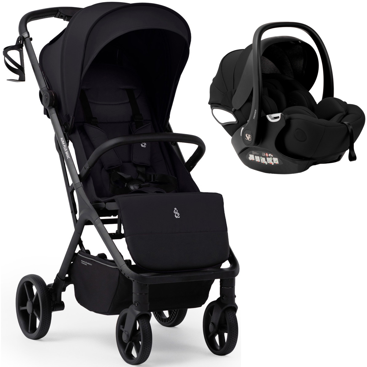Прогулочная коляска Sweet Baby Aura Plus Basic SBL + автокресло Premier Black Black