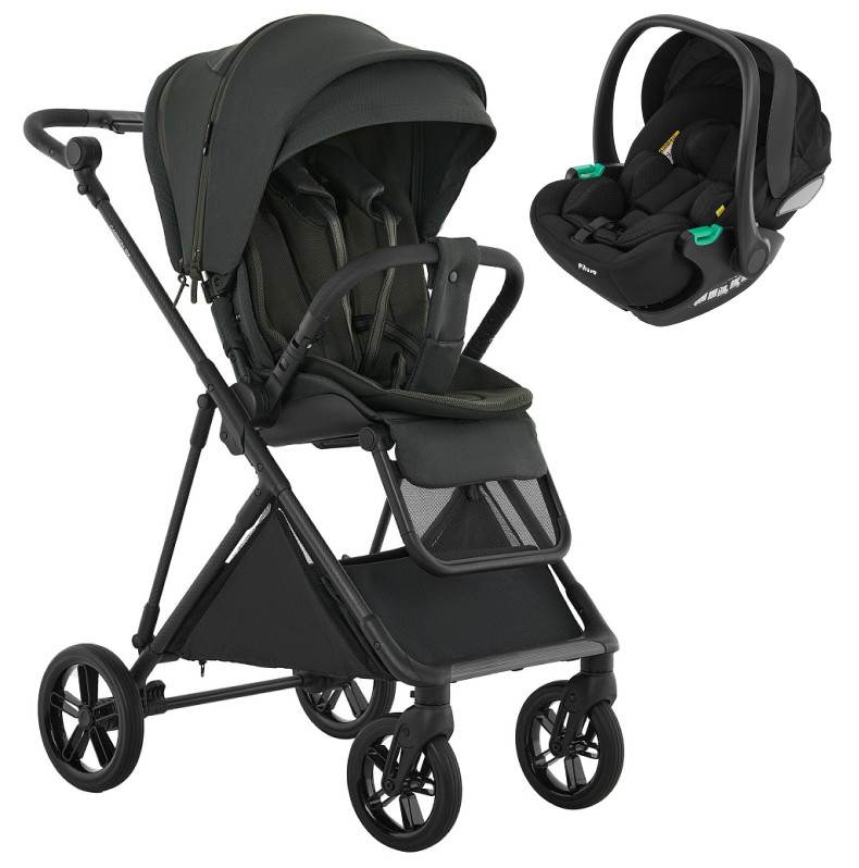 Детская прогулочная коляска Pituso Carbon RX c автокреслом Baesa Black Magnet Grey/рама carbon