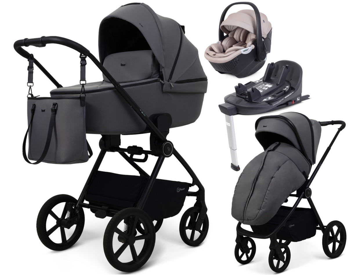 Детская коляска Rant Teo Soft 4 в 1 с автокреслом Aster Zero Beige и базой Graphite