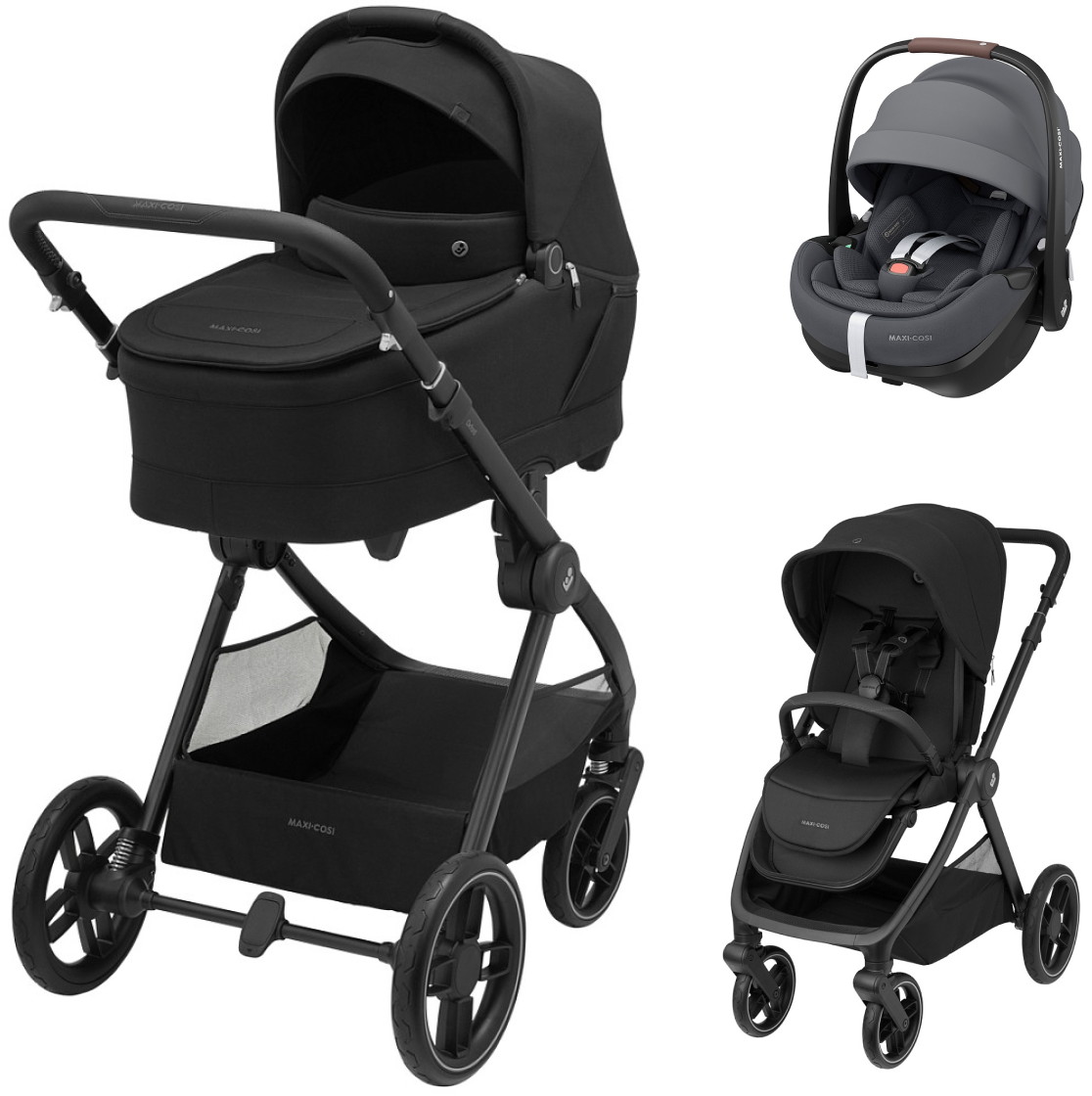 Коляска детская Maxi-Cosi Oxford Plus 3 в 1 с автокреслом Pebble 360 Pro Twillic Graphite 1978390110 PlusTwillic Black/Черный