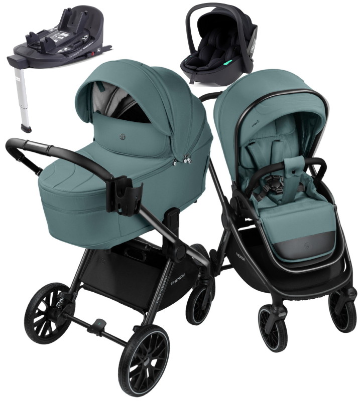 Детская коляска AmaroBaby Phenom 4 в 1 с автокреслом Rant Miro Black и базой лагуна