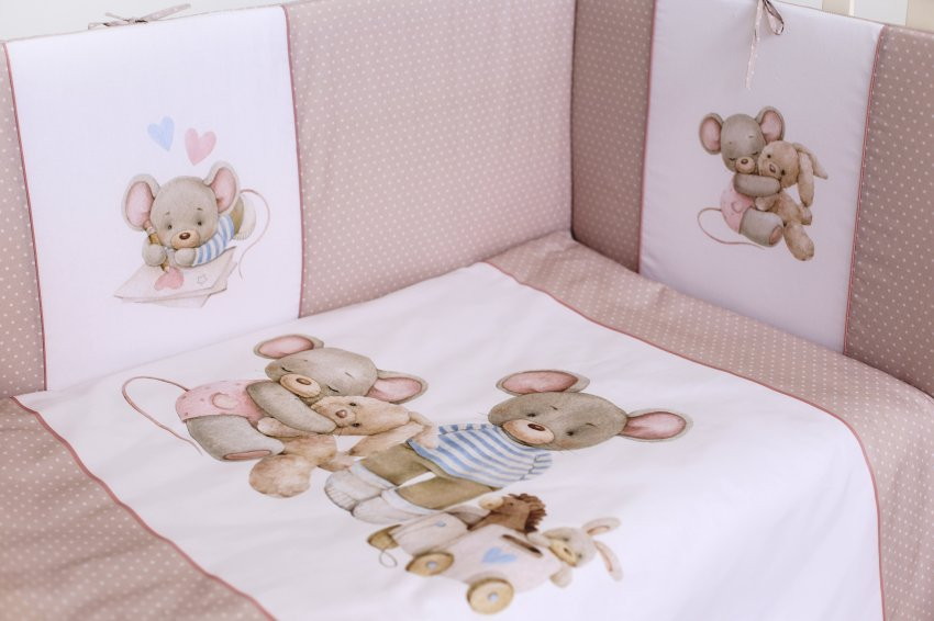 Детский комплект в кроватку Lappetti Little mouse кофейный
