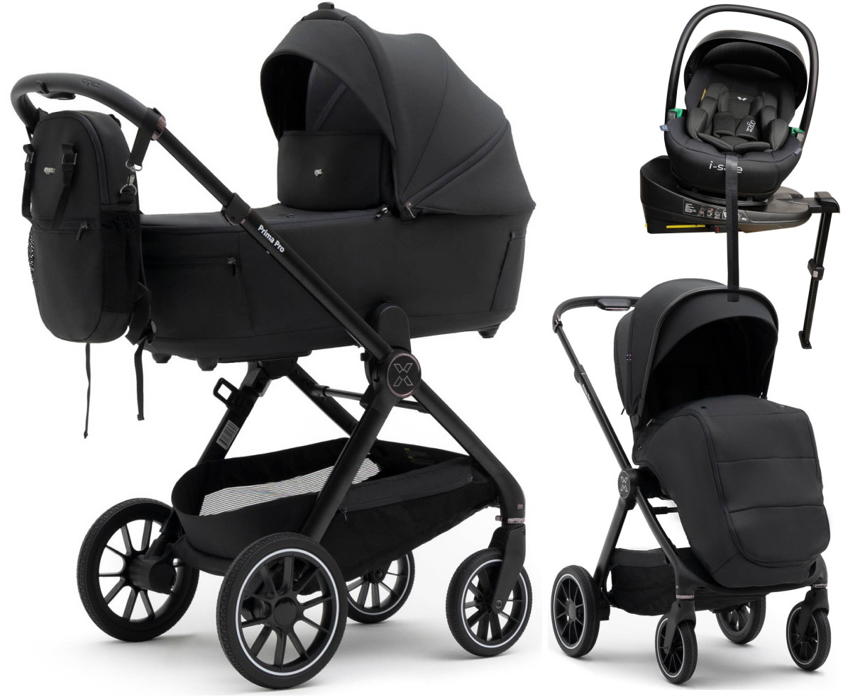Коляска Agex Prima Pro 4 в 1 с автокреслом i-Safe Black и базой Midnight Grey (Темно-серый)