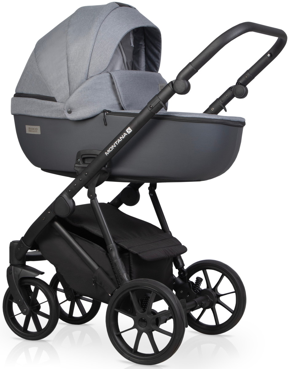 Детская коляска Riko Basic Montana Plus X 2 в 1 40 Graphite (графит+серый)