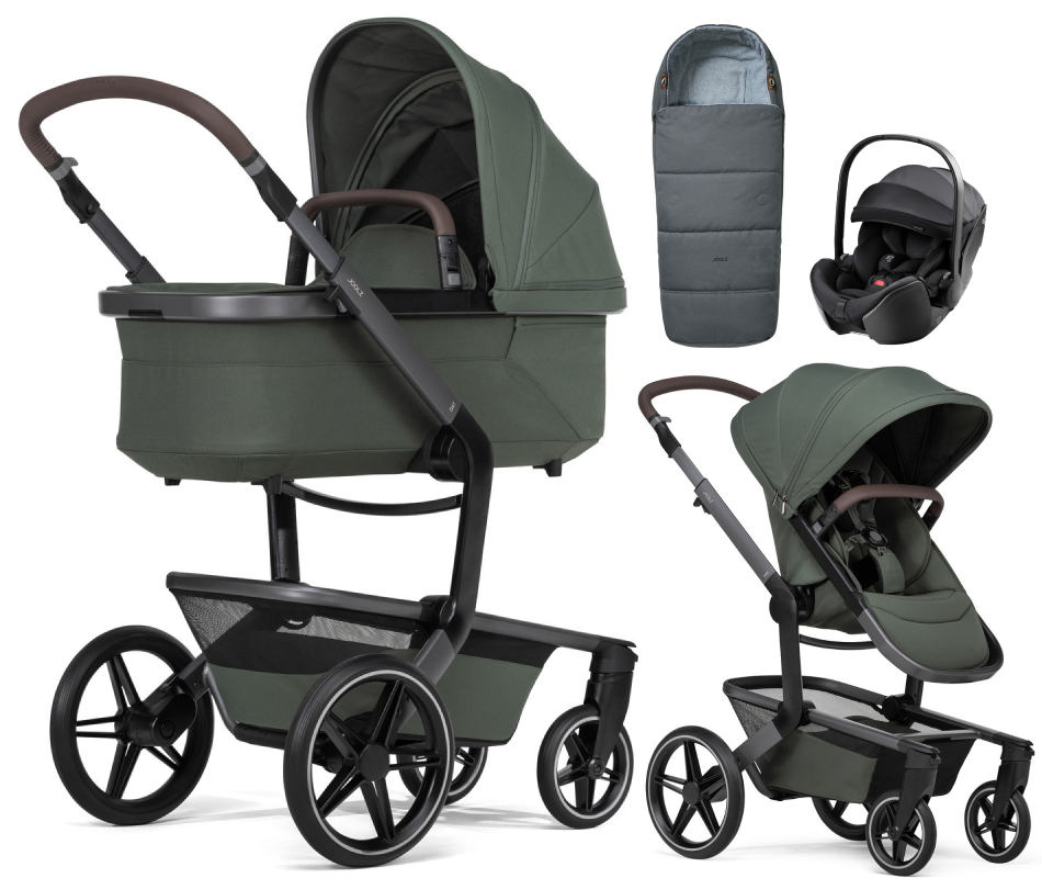 Детская коляска 3 в 1 Joolz Day 5 и автокресло Britax Roemer Baby-Safe Pro Style Carbon Black + конверт в подарок Forest green