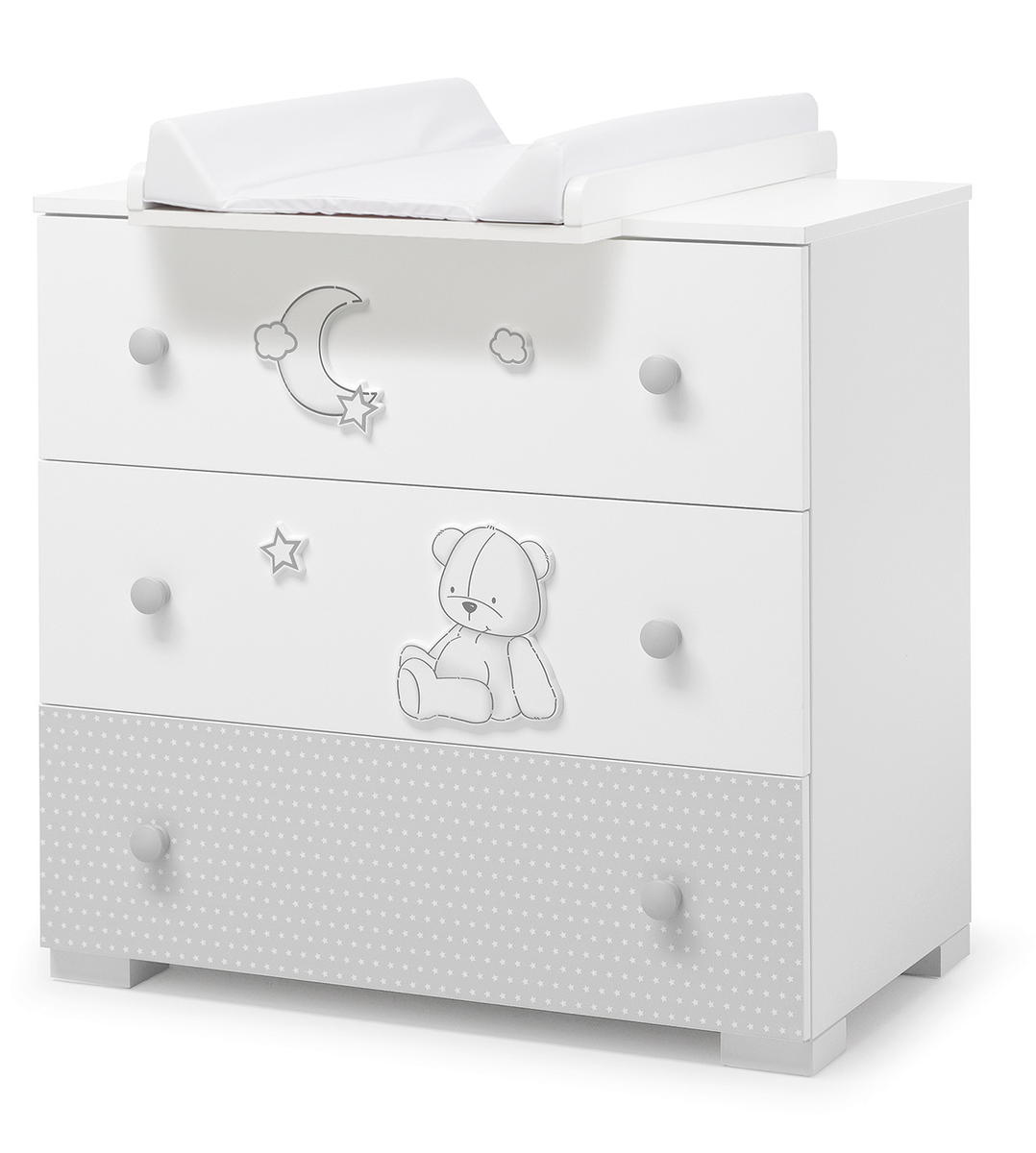 Тумба-комод Erbesi Stella с пеленальным столиком белый/серый