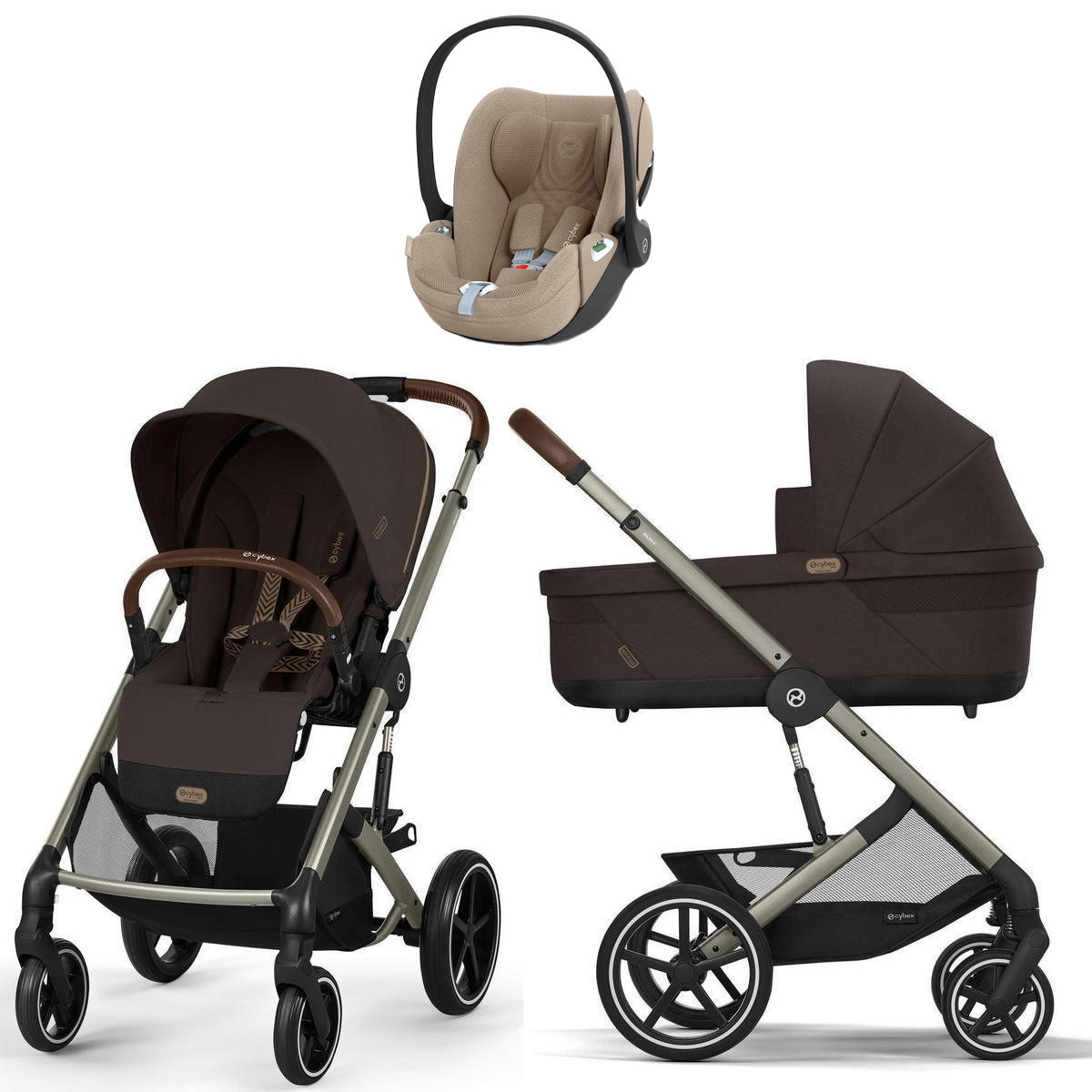 Коляска Cybex Balios S Lux TPE complete Cloud T Cozy Beige Plus 3 в 1 Chocolate Brown с дождевиками