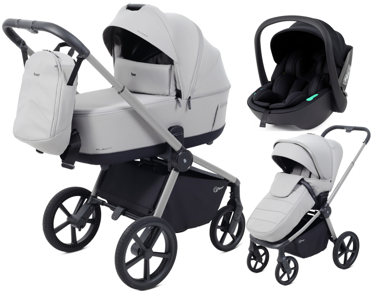 Детская коляска Rant Flex Therm Soft 3 в 1 с автокреслом Miro Black Stone Grey