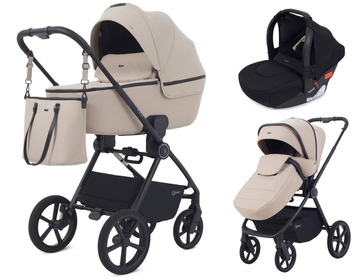 Детская коляска Rant Teo Soft 3 в 1 с автокреслом Cruise Black Beige