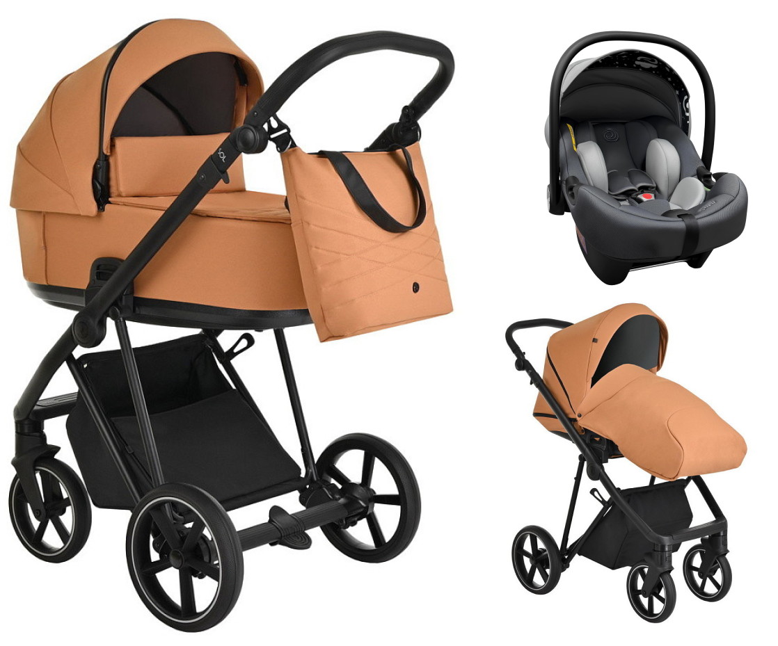 Детская коляска Roan Sol 3 в 1 с автокреслом Tutis Elo Lux EduSky Grey RSL/1014 Cinnamon