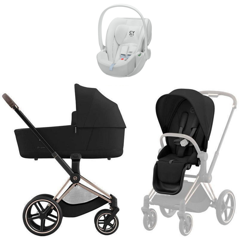 Коляска Cybex Priam IV Rosegold complete Cloud T Urban Mobility White 3 в 1 Sepia Black