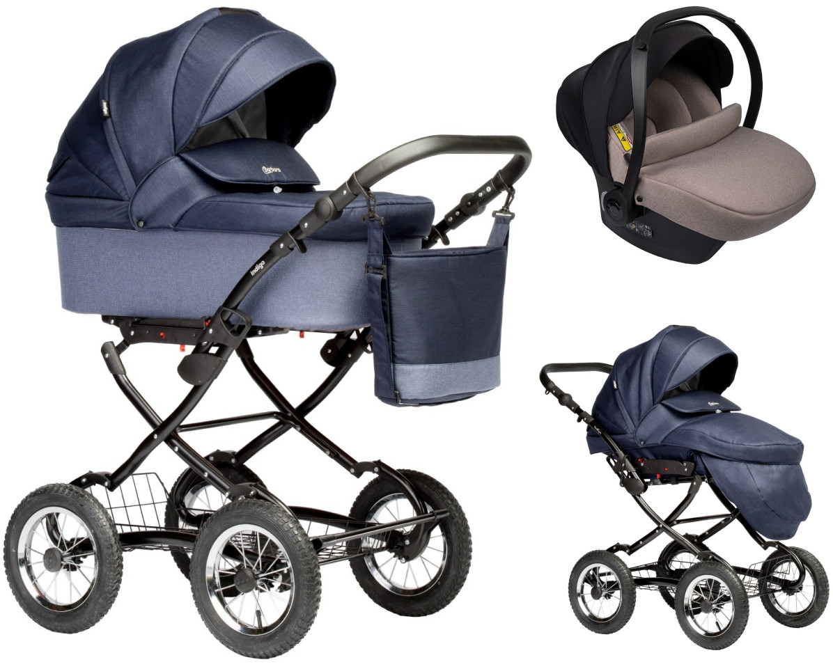 Детская коляска Indigo Barbara 21 Classic 3 в 1 с автокреслом Avionaut Cosmo Beige Ba01 синий