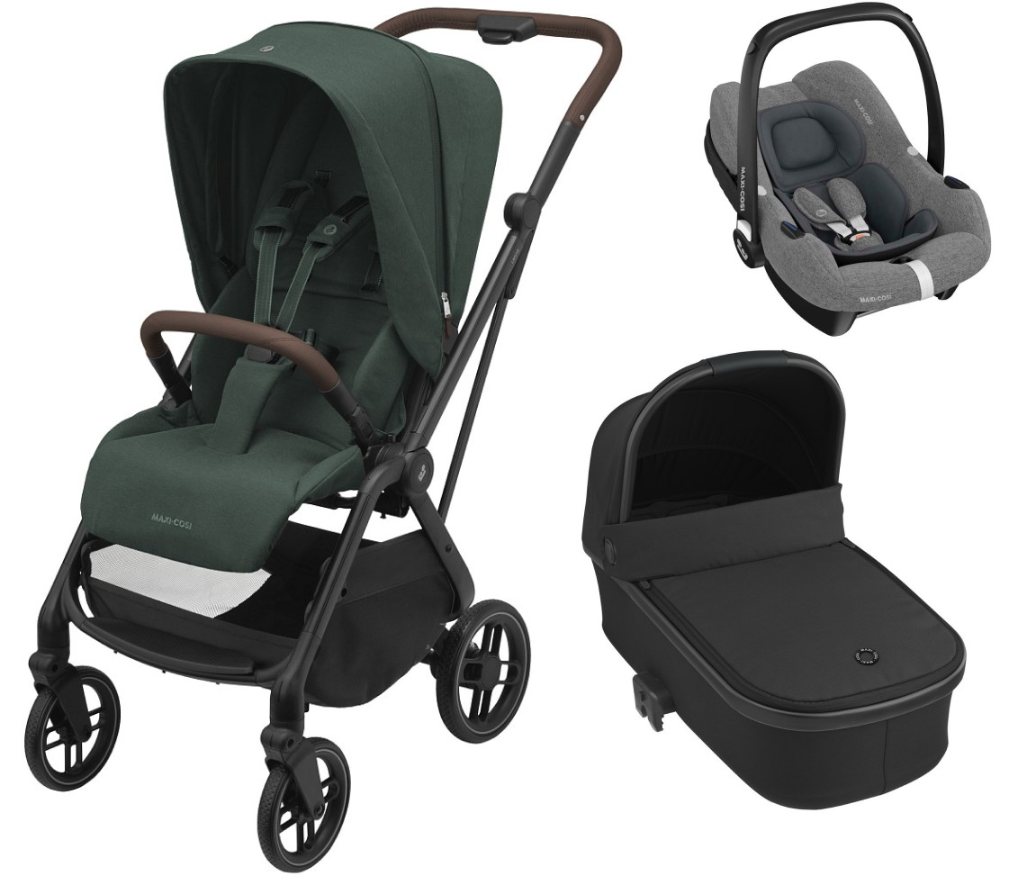 Детская коляска Maxi-Cosi Leona² Oria 3 в 1 с автокреслом CabrioFix Select grey 1204403110 Twillic Green/1507672111 Essential Black