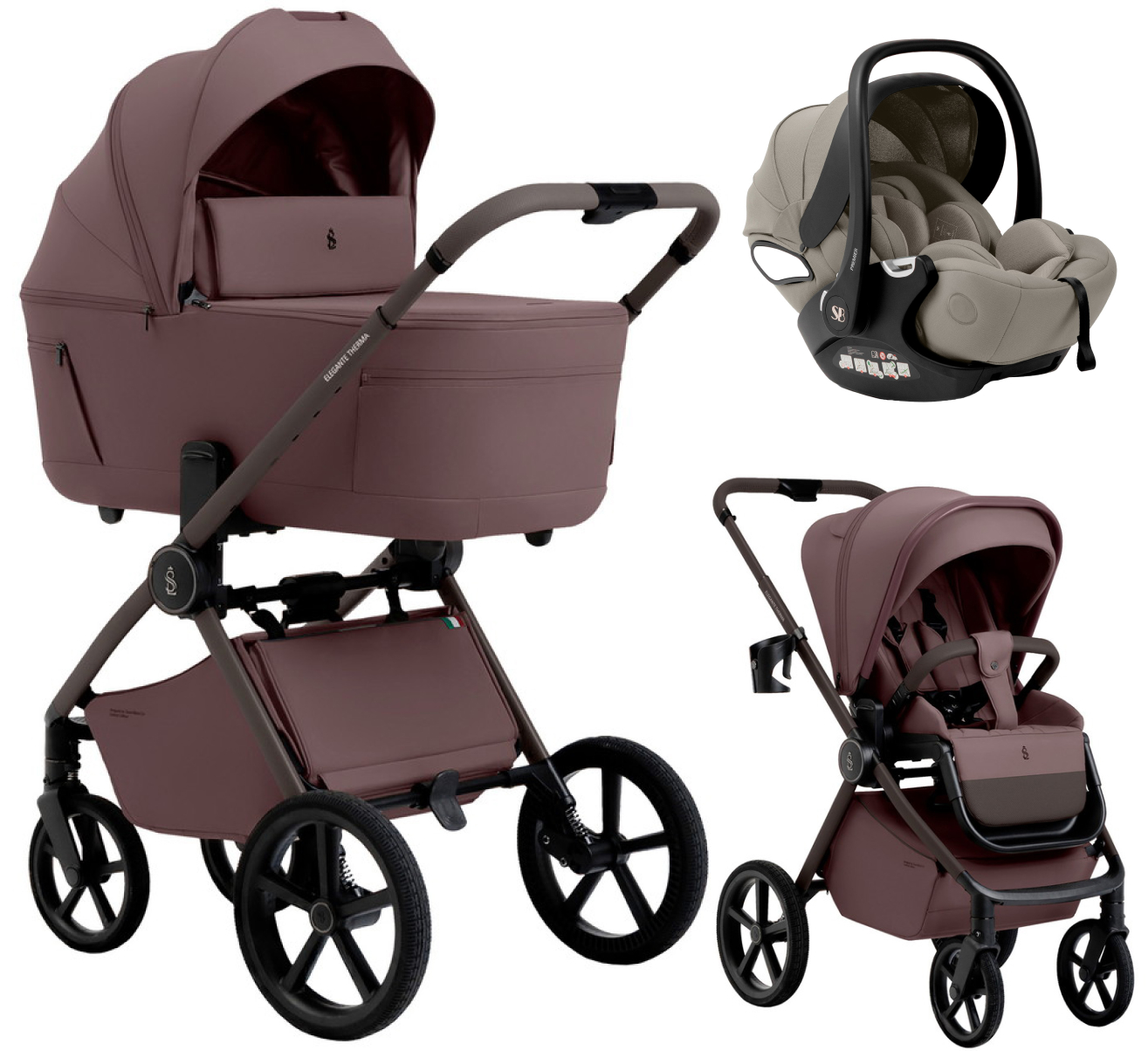 Коляска 3 в 1 Sweet Baby SBL Elegante Therma Colore + автокресло Premier Begie Mokka Neo